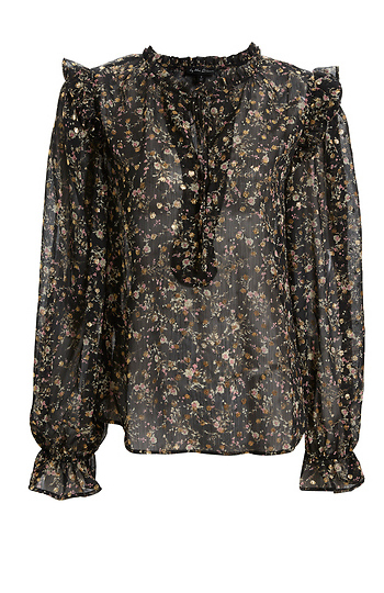 Floral Print Metallic Speckled Top Slide 1
