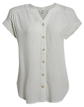 Split Neck Button Front Blouse