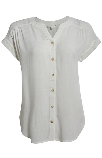 Split Neck Button Front Blouse Slide 1