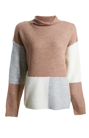 High Neck Color Block Sweater Slide 1