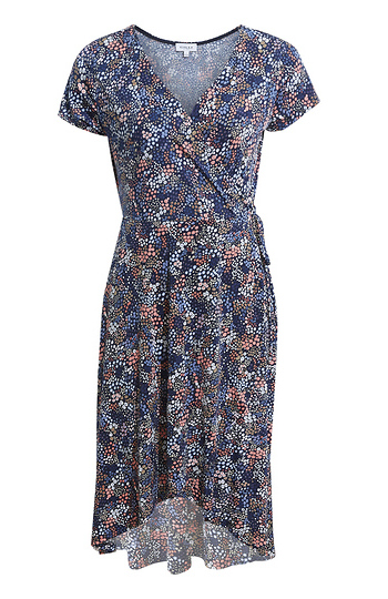 Printed Faux Wrap Dress Slide 1