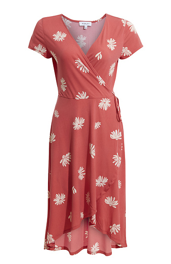 Faux Wrap Printed Dress Slide 1