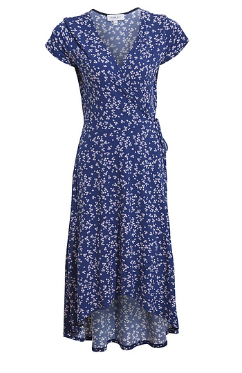 Faux Wrap Floral Printed Midi Dress Slide 1