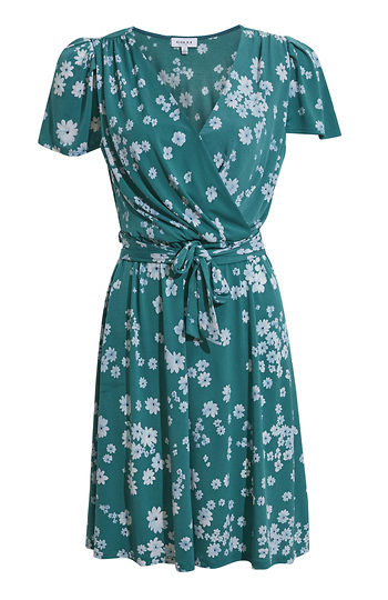 Surplice Tie Front Printed Mini Dress Slide 1