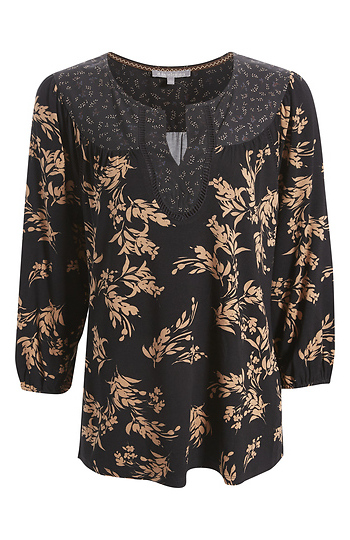 Daniel Rainn Contrasted Floral Print Top Slide 1