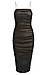 Ruched Mesh Bodycon Midi Dress Thumb 1