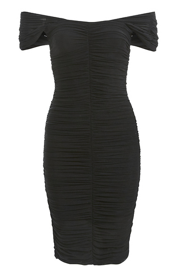 Ruched Mesh Mini Dress Slide 1