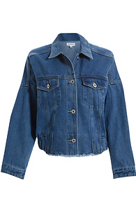 Denim Jacket With Elastic Hem Slide 1