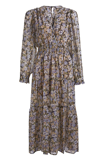 Surplice Neck Floral Midi Dress Slide 1