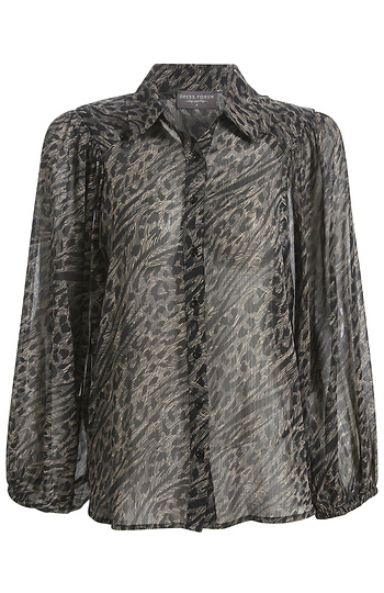 Animal Print Button Up Blouse Slide 1