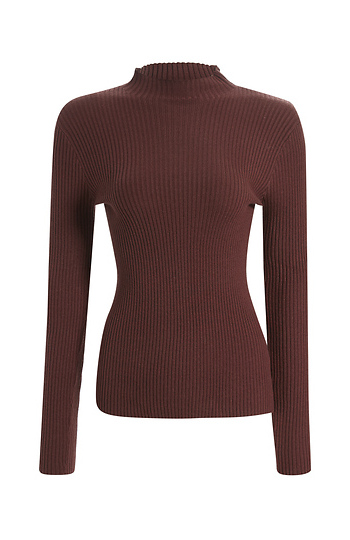 Long Sleeve Ribbed Mock Neck Slide 1