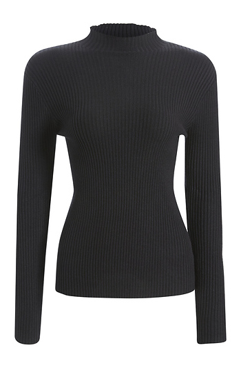 Long Sleeve Ribbed Mock Neck Slide 1