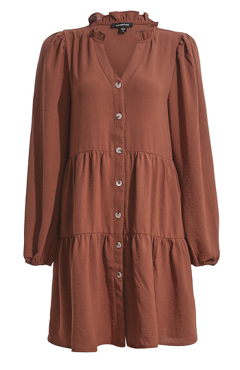 V Neck Button Up Mini Dress Slide 1