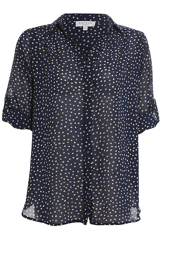 Polka Dot Top with Hidden Button Front Slide 1