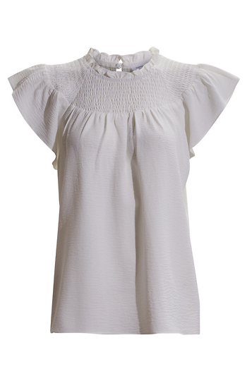 Smocked Ruffle Sleeve Top Slide 1
