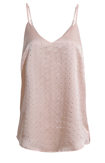 Satin Rhinestone Detail Tank Top Slide 1