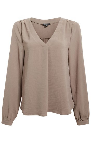 V Neck Drop Hem Blouse Slide 1