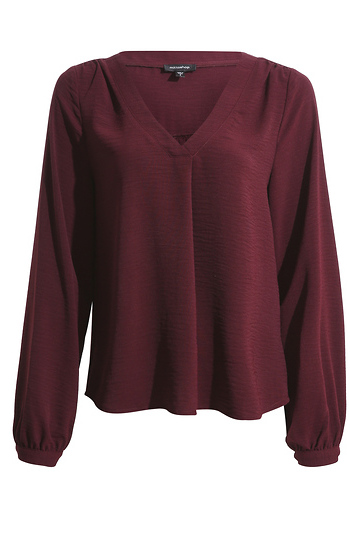 V Neck Drop Hem Blouse Slide 1