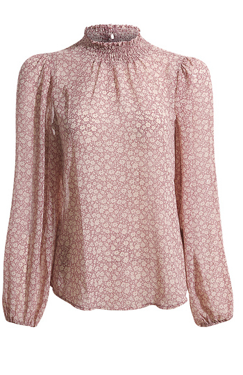 Mock Neck Floral Print Blouse Slide 1