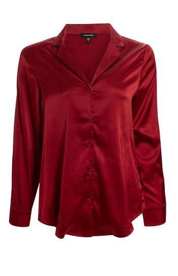 Satin Notched Collar Top Slide 1