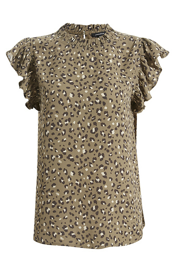 Short Sleeve Animal Print Top Slide 1