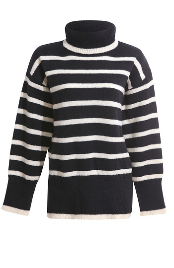 Turtle Neck Stripe Sweater Slide 1