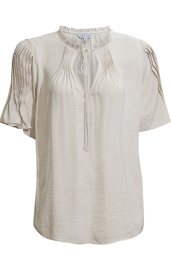 Pintuck Elbow Sleeve Blouse Slide 1