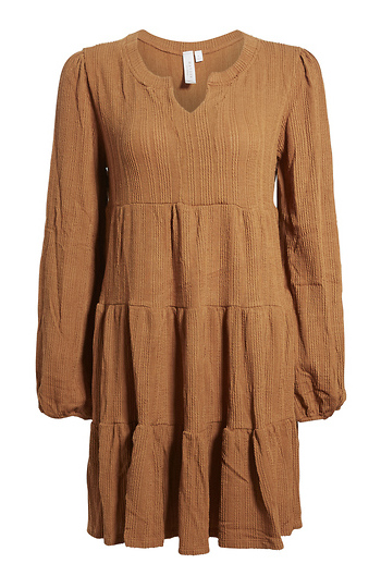 Long Sleeve Textured Mini Dress Slide 1
