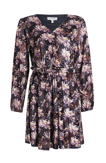 Floral Velvet Wrap Mini Dress Slide 1