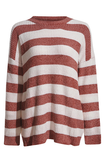 Velvet Yarn Knit Striped Sweater Slide 1