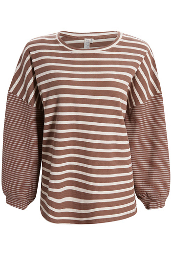 Contrast Stripe Sleeve Knit Top Slide 1