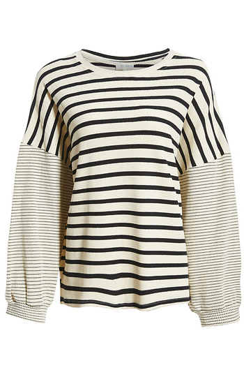 Contrast Stripe Sleeve Knit Top Slide 1