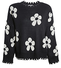 Distressed Floral Patterned Pullover Sweater
