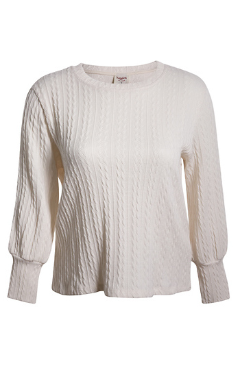 Cable Knit Long Sleeve Top Slide 1