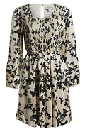 Smocked Satin Dress with Belt Detail
