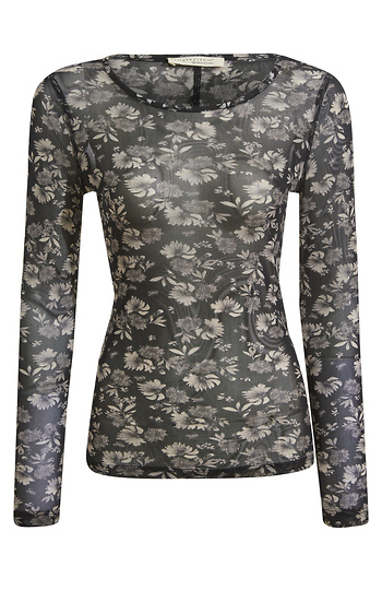 Sheer Floral Long Sleeve Top Slide 1