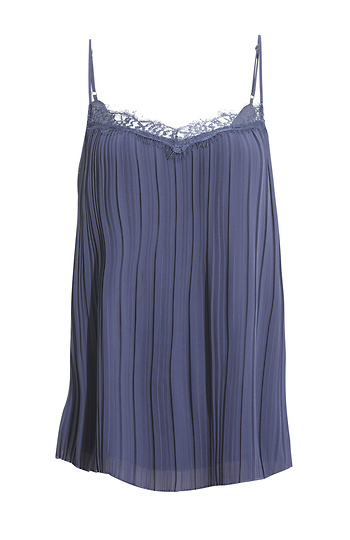 Pleated Lace Trim Cami Slide 1