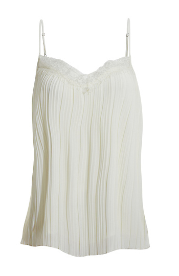 Pleated Lace Trim Cami Slide 1