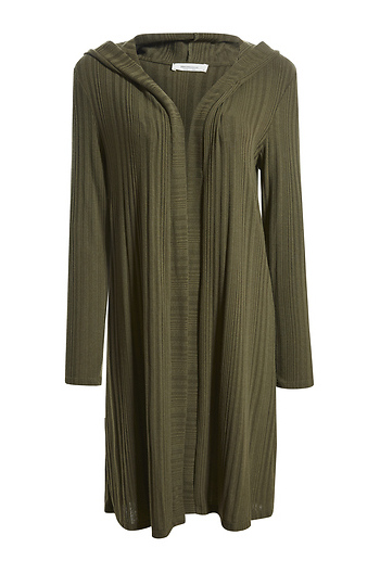 Hooded Rib Cardigan Slide 1