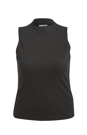 Ribbed Mock Neck Sleeveless Top Slide 1