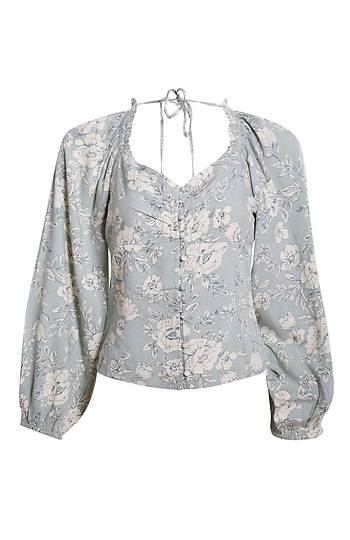 Button Front Floral Top Slide 1