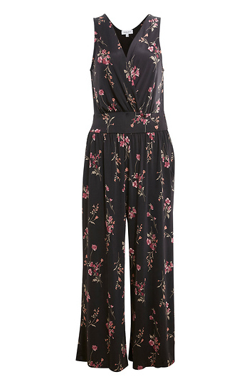 Surplice Cropped Floral Jumpsuit Slide 1