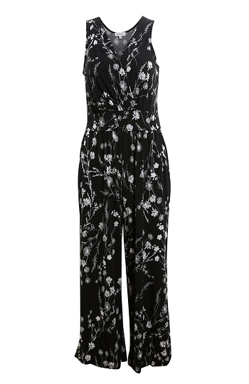 Surplice Cropped Floral Jumpsuit Slide 1