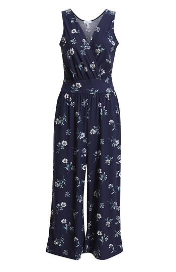 Floral Print Cropped Jumpsuit Slide 1