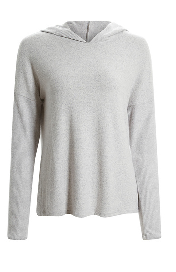 Ribbed Contrast Hooded Top Slide 1