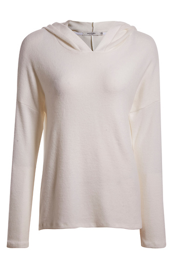 Ribbed Contrast Hooded Top Slide 1
