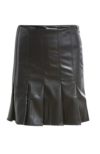 Pleated Faux Leather Mini Skirt Slide 1