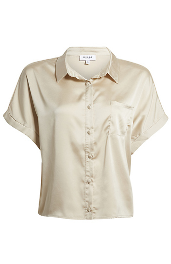 Satin Button Down Blouse Slide 1