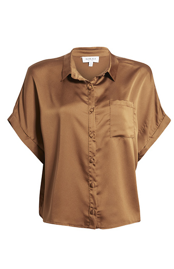 Satin Button Down Blouse Slide 1