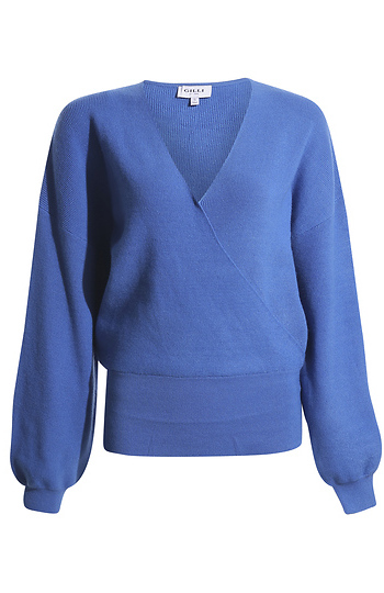 Ribbed Surplice Blouson Sweater Slide 1